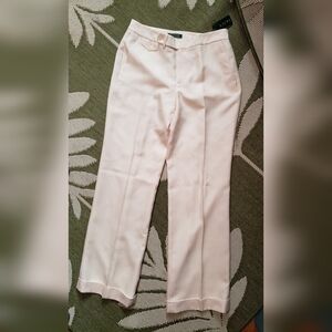 Lauren Ralph Lauren Silk Cuffed Cream Classic Trousers Size 8